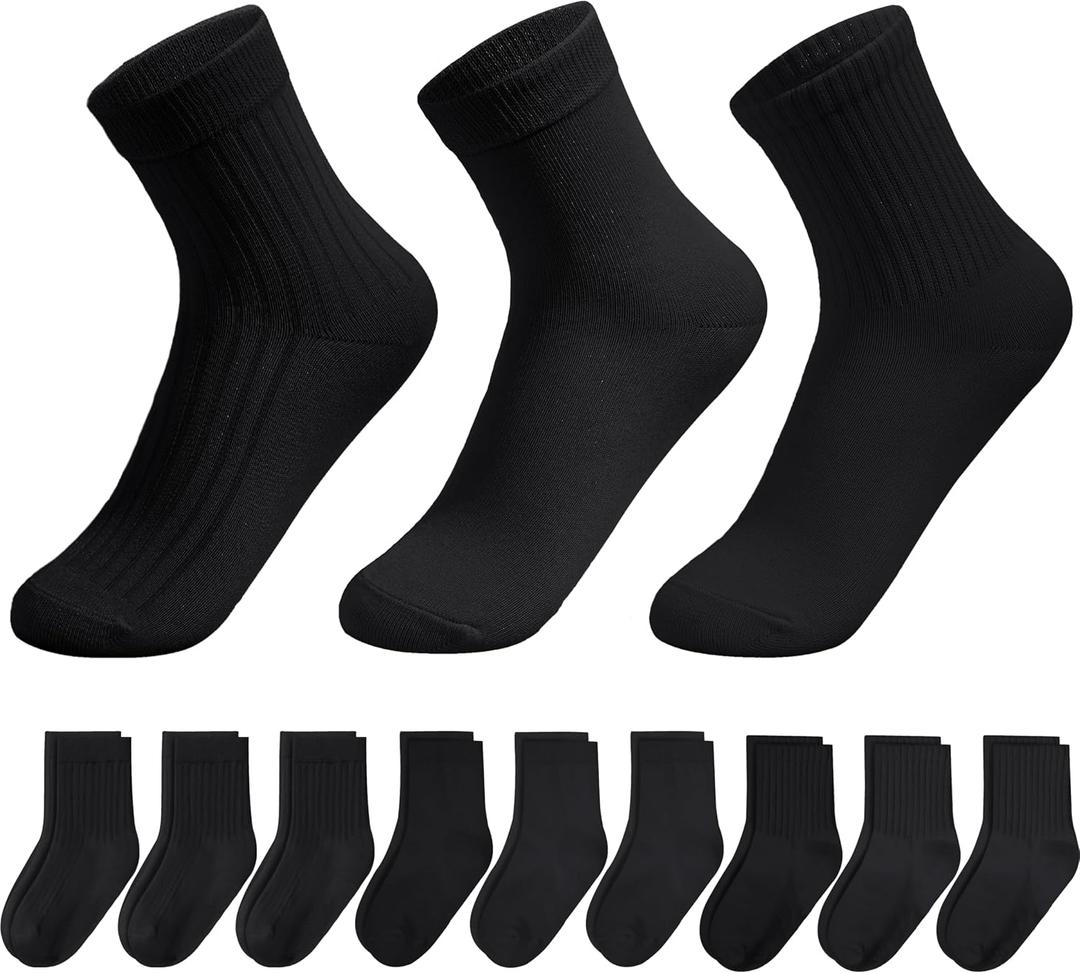 9P Kids Socks Boy&Girl Toddler Crew Ruffle Sock Dress School Uniform (S)