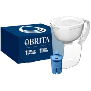 Brita Water Pitcher, Everyday Elite Filter, Removes 99% of Lead, Includes 1 Filter, 10-Cup Capacity, White Brita Water Pitcher, Everyday Elite Filter, Removes 99% of Lead, Includes 1 Filter, 10-Cup Capacity, White