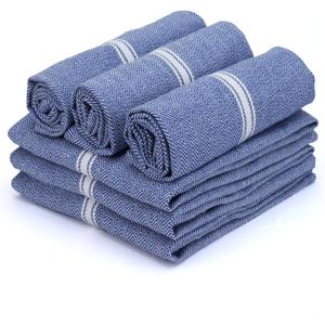 TEXAS LINEN CO. Kitchen Towels Set - 100% Cotton Dish Towels for Kitchen - Pack of 6 Absorbent Hand Towel - Blue Tea Towel - Quick Dry & Soft Durable Dish Cloths - 15x25, Blue Chambray