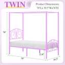 VECELO Twin Canopy Bed Frame, Vintage Scrollwork Headboard, Purple
Twin canopy bed frame, Scrollwork metal headboard, Sturdy steel slats, Underbed storage, No box spring needed, Easy assembly