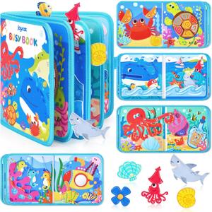 JoyCat Ocean Busy Book for Toddlers 1-3 - Travel Toy Activity Book for 1 2 3 Year Old Boys Girls, Educational Travel Toy with Sea Animals & Life Skills, Easter Basket Stuffers Kid, Autism Sensory Toys