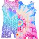 Nymphperi Gymnastics Leotards for Girls, Size 3-4t, Purple/Blue, 2 Pack, Tumbling Outfit Sleeveless Biketards
