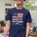 250th Anniversary USA Shirts Men American Flag T Shirt 4th of July Patriotic Shirt 250 Years Birthday Tees Tops (Blue, L)