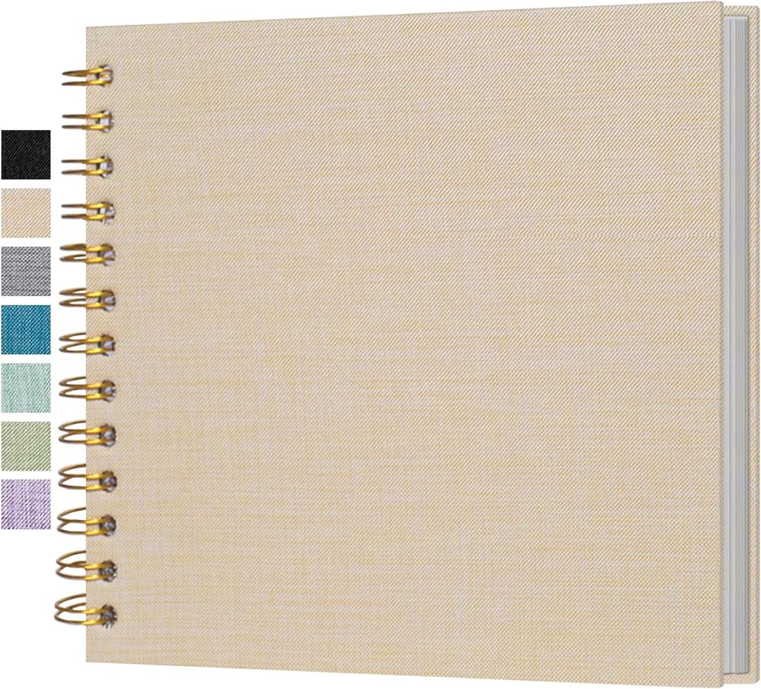 Small Scrapbook 7x7 Inch, Linen Photo Album 40 Sheets Mini Scrap Book, Kraft White Pages Memory Book for Wedding, Baby, Family, Graduation, Travel, Dog, Vacation