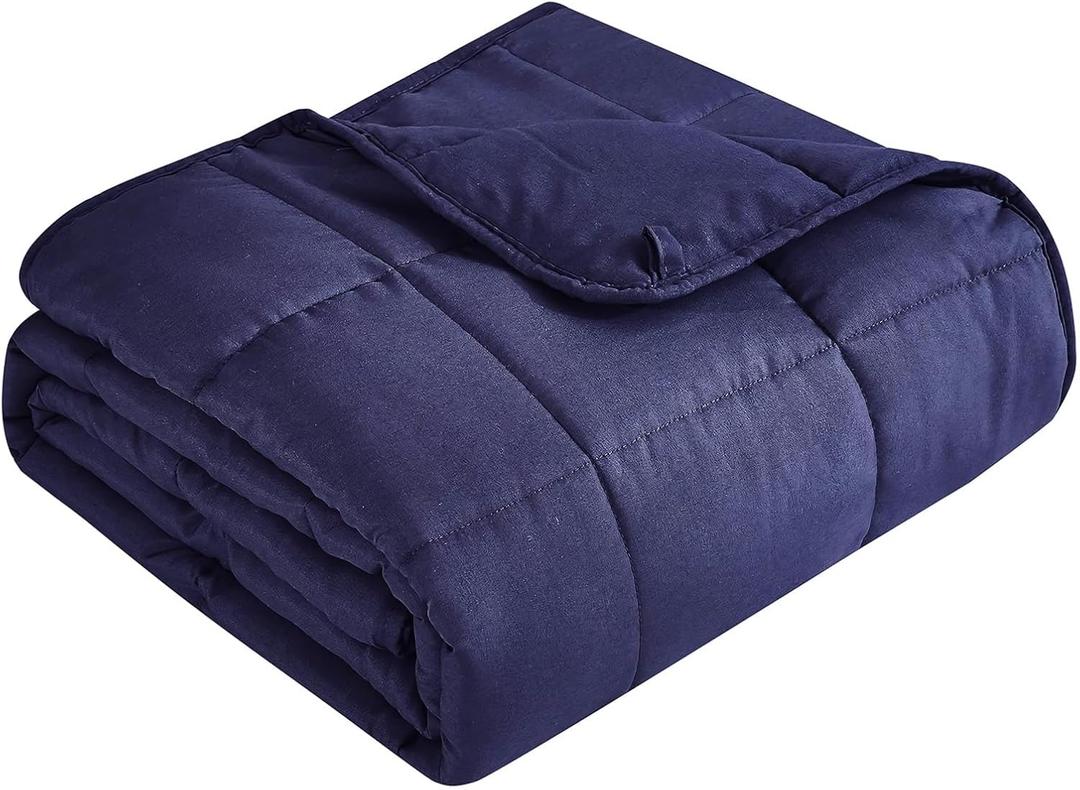 Topcee Weighted Blanket (20lbs 80"x87" King Size) Soft Cooling Heavy Blanket Sleeping, Apply to 190-210 lbs Body, Thick Breathable Blanket with Glass Bead, Easy Care (01-navy Blue)