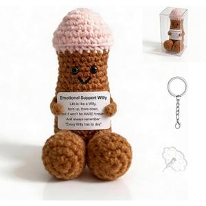 Funny Positive Crochet Gag Doll Emotional Support Stuffed plushies for Men and Women Friends, Weird Things Motivational Office Decor Valentines Day Gifts