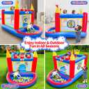WELLFUNTIME Inflatable Bounce House with Blower, PVC Bouncer for Kids Ages 3-8, Indoor and Outdoor Bouncy Playhouse, Jumping Castle with Pump, Ball Pit, Ringtoss and Target Game, Bouncer for 3 Kids, 70 inches x 65 inches x 98 inches
