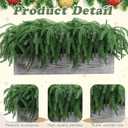 Weysat 2 Pack Artificial Christmas Norfolk Pine with Rustic Wooden Pot Realistic Norfolk Faux Greenery Pine Stems Christmas Fake Cedar Stems for Xmas Home New Year Winter(16.14 x 3.7 x 8.66 Inch)