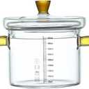 Clear Cooking Pots Glass Stew Pot Glass Soup Pot With Lid Kitchen Stockpot Glass Cooking Pot Large Serving Bowl for Noodle,Soup,Milk,Tea