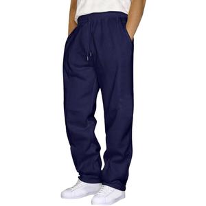 Mens Casual Pants Elastic Waist Drawstring Sweatpants with Pockets (X-Large, Navy Blue 