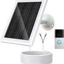 Ring Solar Charger 5W 12VAC Compatible with Ring Video Doorbell 3/3+/4, Battery Video Doorbell Pro, 16.4ft Waterproof Charging Cable, 360Adjustable Mount (White,1 Pack)