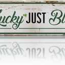 St Patricks Day Wall Decor, Retro Tin Metal Sign, Not Lucky Just Blessed Sign, Vintage Farmhouse Wall Decor, Rustic Irish Metal Plaque, Meaningful Housewarming Gift, 15.8x4 Inches