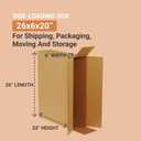 BOX USA Shipping Side Loading Moving Boxes 26" x 6" x 20" (10 Pack) Large Corrugated Cardboard Packaging Boxes - Shipping, Packing, Moving, and Storage Box for Home or Office - 10 Pack