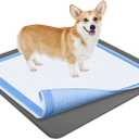 TidyFriend Dog Pad Holder Tray 36 x 36 Inches - Silicon Wee Wee Pad for Training, No Spill Pee Pad for Dogs - Easy to Clean and Store Perfect for Dog Potty Tray (Grey) (1 Pack, Gray)