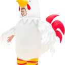 Halloween Inflatable Rooster Costume Adult, Full Body Blow Up Chicken Wearing Sunglasses Halloween Inflatable Costumes for Men Women Cosplay Party