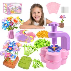 GPPNKC Flower Bouquet Craft Kit Flowers Market Toy Educational Toys Fun DIY Activity Set Christmas Birthday Gift for 4 5 6 7 8+ Year Old Girls and Boys