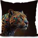 Trendy Leopard Pillow Covers 18x18, Cheetah Print Room Decor, Funky Glow Leopard Animal Decorative Throw Pillow Covers for Home Living Room Bedroom Decor (Nature5)
