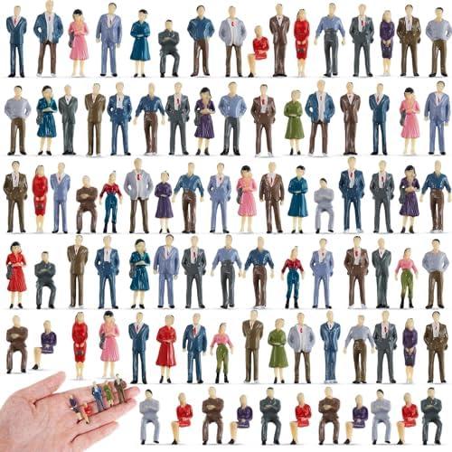 Juexica 200 Pcs 1: 75 Scale Mini People Figurines Model Trains Architectural Painted People Figures Tiny Plastic Miniature Figurines Sitting Standing Model for Miniature Scenes Museum Project