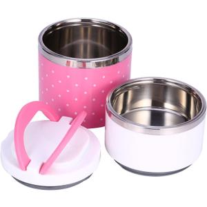 Yosoo 2 Layer Stainless Steel Insulation Thermal Lunch Box Food Container for Hot Home Stackable Thermal Compartment Lunch Snack Box Insulation Persistent and Heat Preservation