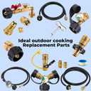Propane Tank Splitter with Gauge 2 Way, Y Splitter Adapter with Shut Off Valve, Propane Hose Splitter Tee Connector Adapter Universal for BBQ Gas Grill, Griddle, Camp Stove, Gas Pizza Oven