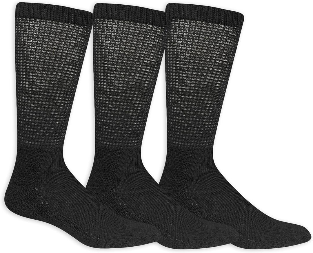 Dr. Scholl's Mens Advanced Relief Casual Crew - 3 Pair Packs Sock, Black W/ Gripper, 7-12 US