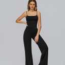 QBGJTD Womens Workout Sets Two Piece Spaghetti Straps Crop Top Matching Straight Leg Pants Gym Work Pilates Outfits (Black, M)