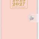 6 x Pocket Calendar 2025-2027, Monthly Purse Planner (6.7" x 3.7") Runs from July 2025 to December 2027, Solid Pink Pocket Calendar with PVC Cover for Planning, Organizing, and Office Use