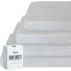 Crib Sheets for Boys 4 Pack, Fitted Baby Crib Sheet Neutral 52" x 28" for Standard Crib and Toddler Bed Mattress, Soft and Breathable Kid Toddler Sheets for Girls Boys, Grey (Gray)