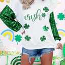 DUTUT St. Patrick's Day Sweatshirt Women Shamrock Shirt Lucky Clover Graphic Shirts Irish Casual Long Sleeve Tops (Medium)