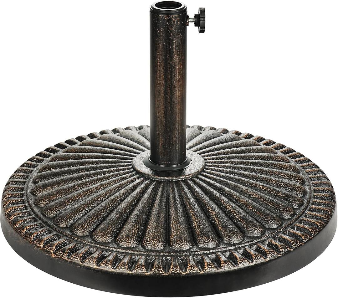 FLAME&SHADE 40lb Round Base Stand Weight for Patio Market Table Umbrella Outdoor, Bronze