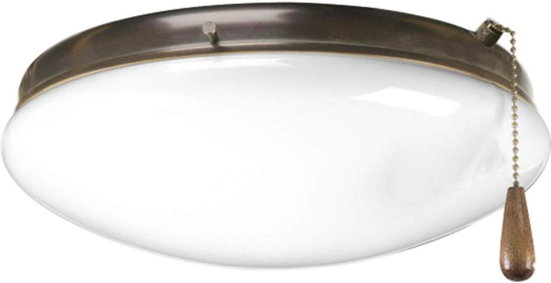 Progress Lighting 2-Light Ceiling Fan Light Kit for AirPro Collection Ceiling Fans, Modern Tranisitonal Style with Wide Low Profile Opal Glass Diffuser, Includes 2 LED Light Bulbs, Antique Bronze