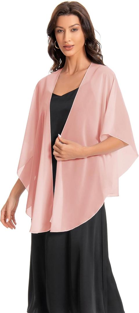 Shawls and Wraps for Evening Dresses Sheer Chiffon Women Elegant Soft Silky Scarf Scarve Wedding Bridal Stole (Blush)