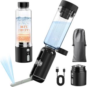 Heated Portable Bidet for Travel, JUTIMER 7500mAh Rechargeable Travel Bidet Sprayer with 200ml Bottle, Waterproof Handheld Bidet for Personal Hygiene Cleaning (Black)