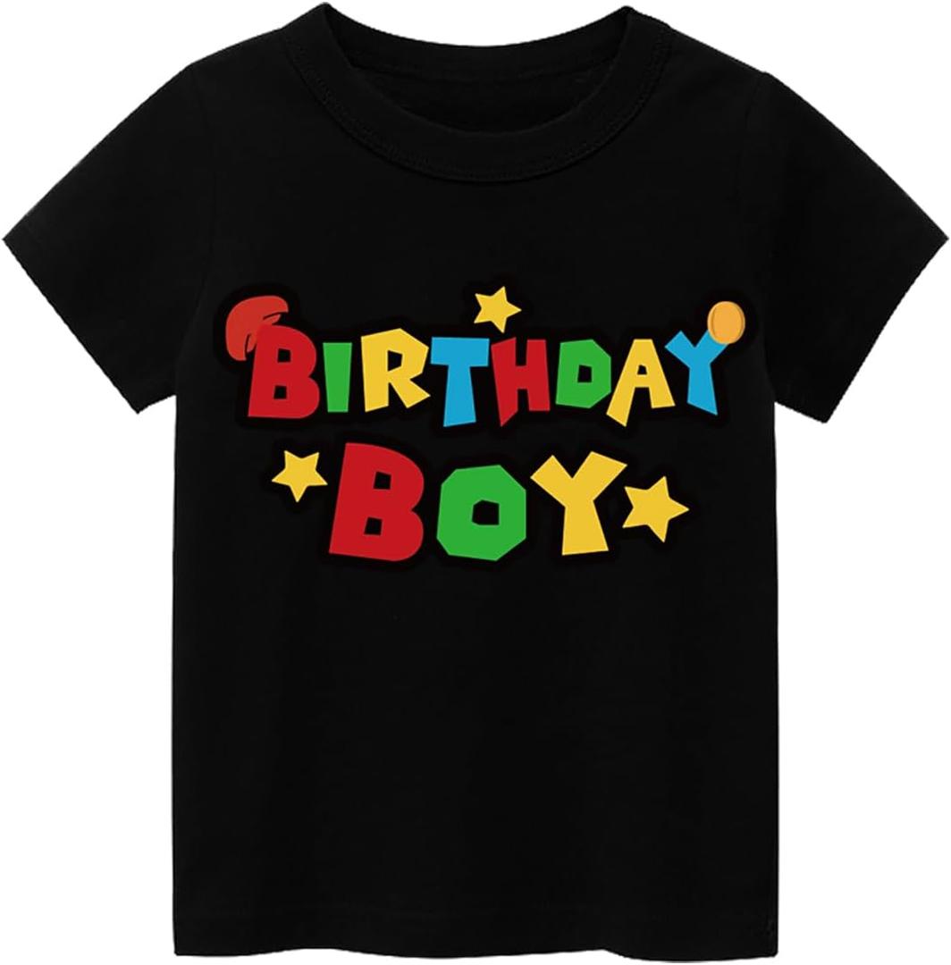 Super Soft Birthday Boy Short Sleeve T-Shirt Gifts for Boys Birthday Party. 140 Size