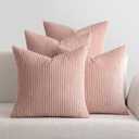 MIULEE Boho Farmhouse Throw Pillow Covers 18x18 Inch Set of 4 Mordern Nordic Cushion Covers Soft Corduroy Home Decor for Couch Bed Sofa Living Room Pink