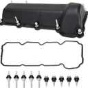 MITZONE Left Side Engine Valve Cover Kit with Gasket & Bolts Compatible with 2004-2011 Dodge Dakota Durango Nitro RAM 1500 2002-2012 Jeep Commander Liberty 3.7L Replace# 53021937AC 53021937AD