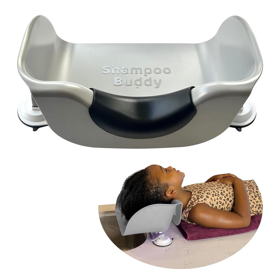 Shampoo Buddy Portable Hair Wash Basin for Children, Toddlers, Kids, Teens | Portable Shampoo Bowl for use on Bathtub or Sink (Grey)