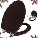 Elongated Toilet Seat Molded Wood Toilet Seat with Quietly Close and Quick Release Hinges, Easy to Install also Easy to Clean by Angol Shiold (Elongated, Dark Brown)
