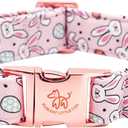 Elegant little tail Easter Dog Collar, Bunny Eggs Print Dog Collar Pet Collar Pink Collar Girl or Boy Dog Collar Puppy Pet Gift Adjustable Dog Collar for Large Dogs