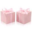COTOPHER 60pcs Small Gift Boxes, Favor Boxes 2x2x2 inches Paper Gift Boxes with Ribbons Candy Box for Wedding Favors Baby Shower Bridal Shower Birthday Party (60pcs 2x2x2, Pink)