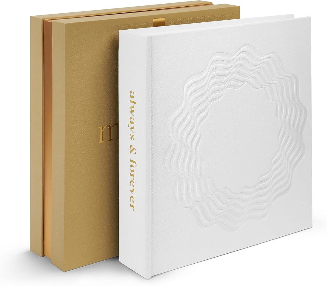 Premium Scrapbook Album for Wedding Guest Book and Family Photos | 100 Pages for Multiple Sizes, 4x6, 5x7, 6x8, 8x10 | White Linen Acid Free Picture Album with Adhesive Corners | Coffee Table Book