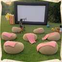 12 Pcs Bean Bag Chair Set Include 6 Inflatable Beanbag Chairs Blow up Sofa 6 Soft Fleece Sleepover Blankets with Electric Air Pump for Outdoor Movie Night Camping Reading Living Room
