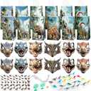 CHUNNIN 128PCS Dinosaur Party Favors Dino Themed Paper Goodie Bags Masks Sticker and Toys Jungle Safari Theme Birthday Supplies Gifts for Pinata Filler School Carnival Prize