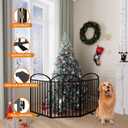 SNUOWU 3 Panels Full Metal Freestanding Dog Gates, 72" Extra Wide 32" Tall Free Standing Dog Pet Gate for Indoor & Outdoor. Foldable Pet Fences for Doorways, House, Stairs, Porch, Deck, Yard