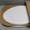 Mayfair Linden Slow Close Toilet Seat, Non Slip Heavy Duty Wood, Easy Install, Elongated, White