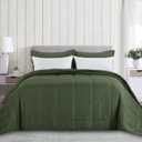 HOMBYS Oversized King Comforter 120x120, Lightweight Quilted Down Alternative Duvet Insert for All Season, Olive Green, 8 Corner Tabs