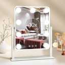 Hollywood Vanity Mirror with Lights,Tabletop Makeup Mirror with 9 LED Lights Smart Touch Control 3 Colors Light 360Rotation Detachable 10X Magnification