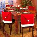 Ntiog 4 Pack Christmas Chair Covers, Christmas Chair Back Covers Set of 4 Kitchen Chair Covers for Christmas Holiday Festival Decoration, Red