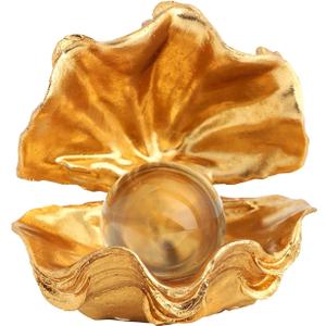 Pearl Oyster Statues Home Decor Living Room Decor Coffee Table Sculpture Bedroom Desk Decorations Gold Shelf Statue Office Figurine Desktop House Accent Aesthetic Collectibles Ornaments