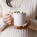 GBhome Large Coffee Mugs Set of 4, 16oz Handmade Stoneware Coffee Mugs Set with Large Handle for Cappuccino/Latte/Tea/Hot Cocoa, Dishwasher & Microwave Safe, Off White